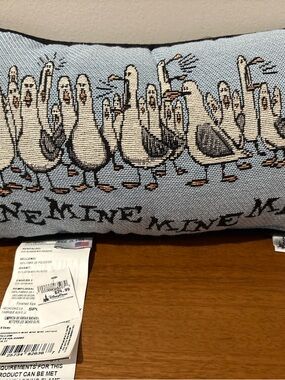 Disney Pillow with Light Blue, Cream & Black Seagull Motif